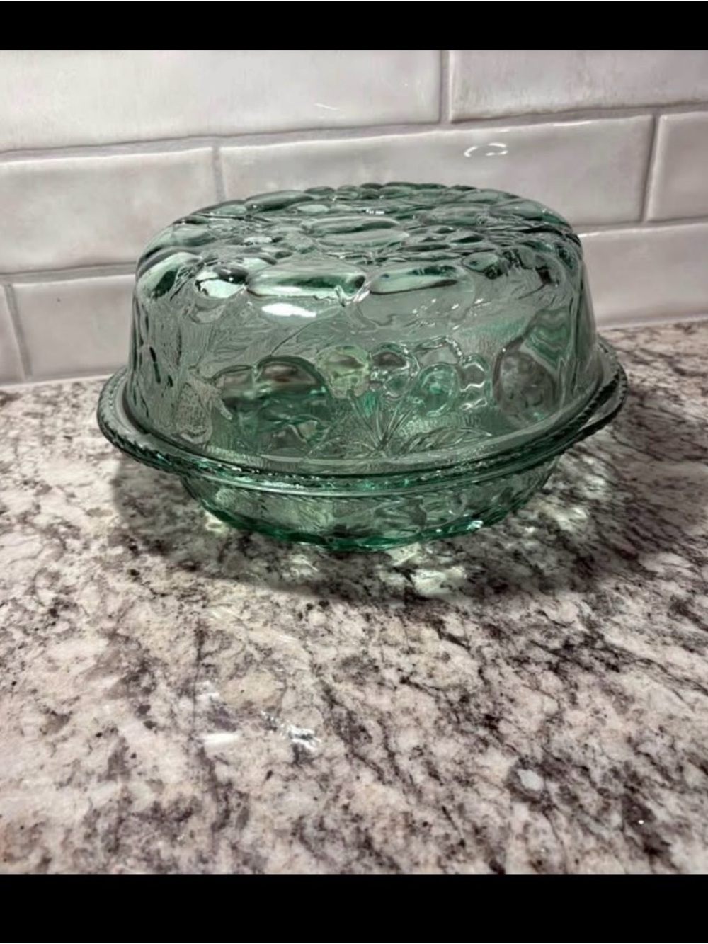 Textured Glass Covered Bowl - Seafoam Green - Picture 4 of 8